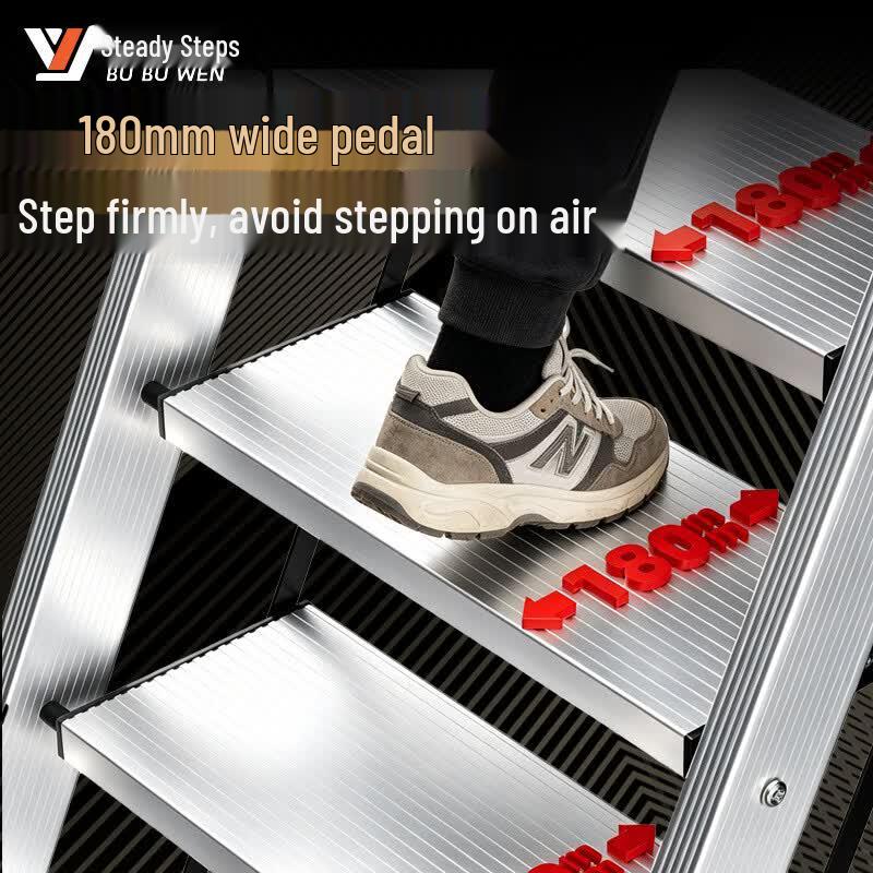 Bububu Heavy-Duty Aluminum Folding Ladder with Handrail
