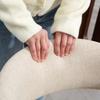 Dining chair, linen-look fabric, curved backrest, wooden legs, beige
