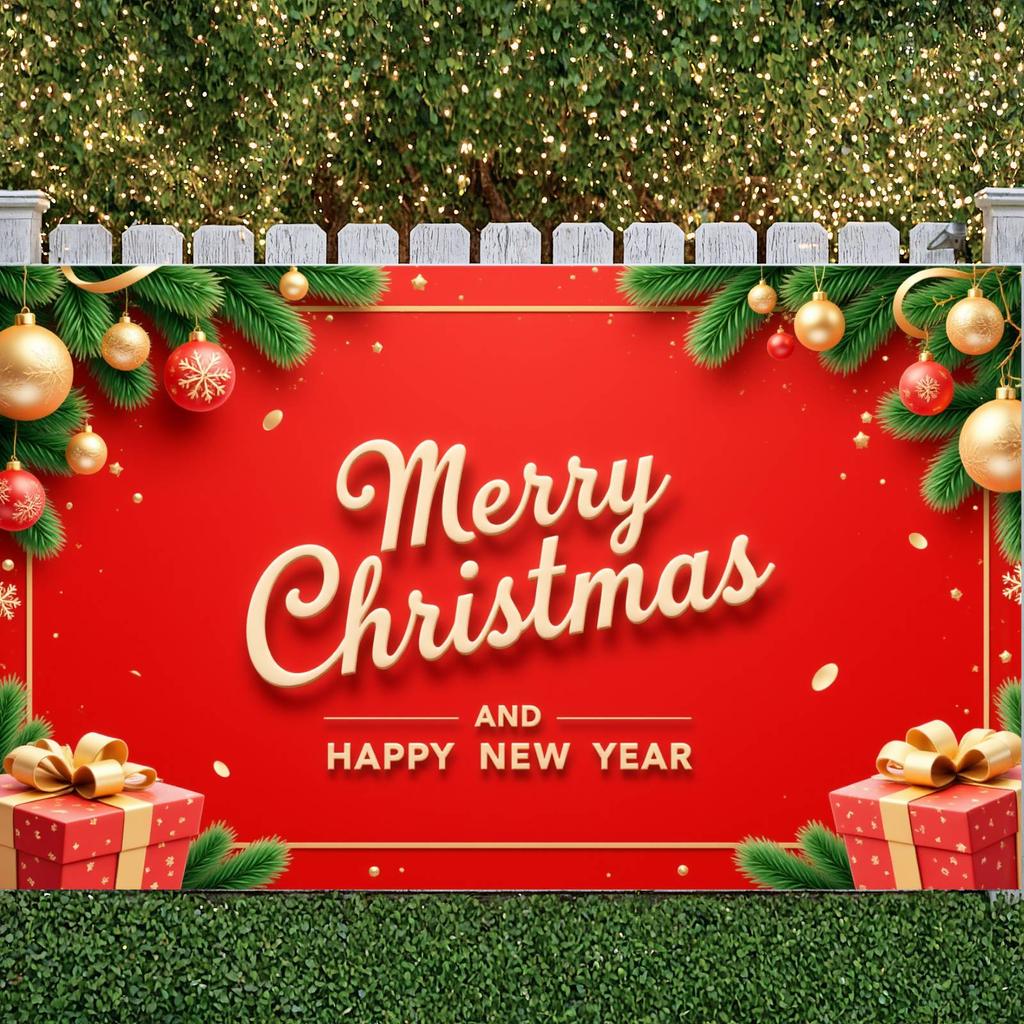 Merry Christmas Banner Gift Box Christmas Decoration Banner New Year Banner Decorative Border For Home Party Office Decoration