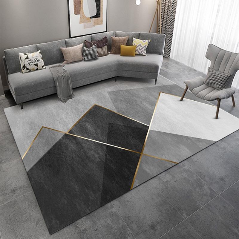 Modern Striped Living Room Carpet Light Grey Luxurious Decorative Carpet Comfortable Soft Bedroom Bedside Rugs Artistic Line Rug