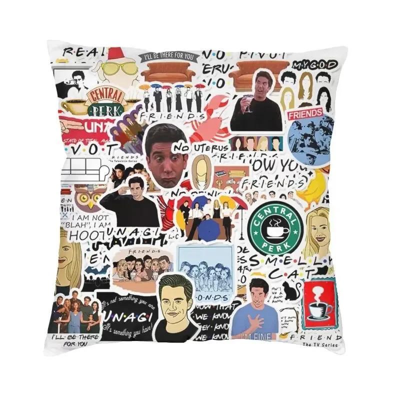 Friends Charaktere Klassisches Poster Kissenbezug TV-Show Samt Niedlicher Kissenbezug für Sofa Doppelseitiger Druck Kissen