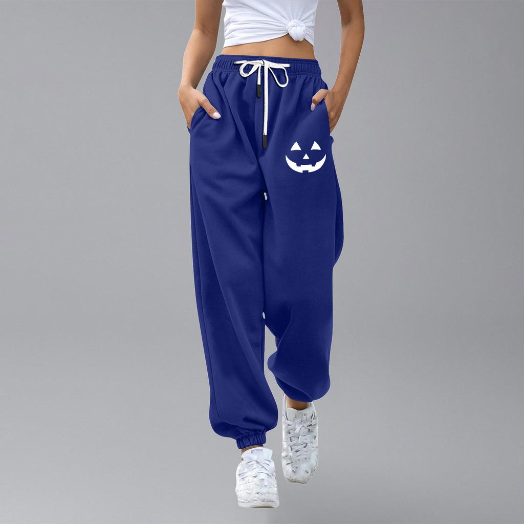 מכנסי טרנינג קז'ואל לילדים ספורט יום ליל כל הקדושים מודפס מגרדיאנט כיס שרוך