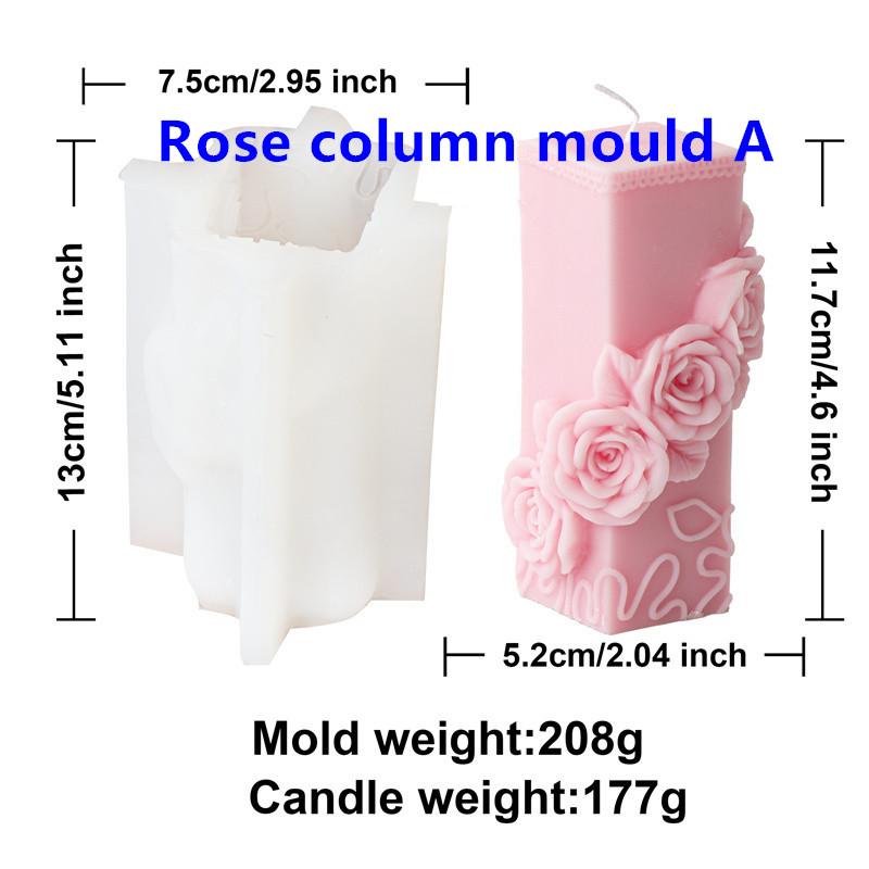 3D Relief Rose Round Column Candle Silicone Mold Rose Column Resin mold DIY Valentine's Chocolate Gifts  Gypsum Mold Home Decor