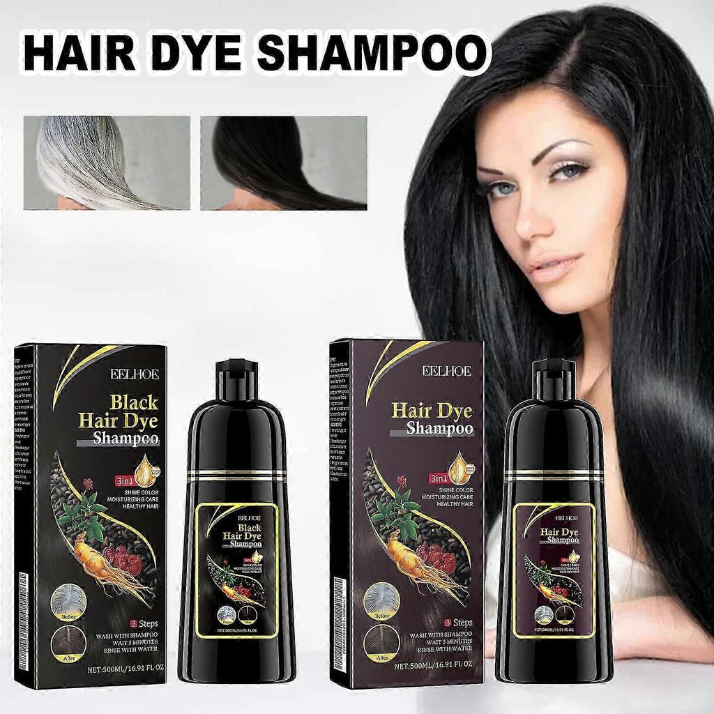 Black Hair Dye Shampoo 3 In 1 Champu Para Canas for Gray Coverage, Black Pure Nature_i*