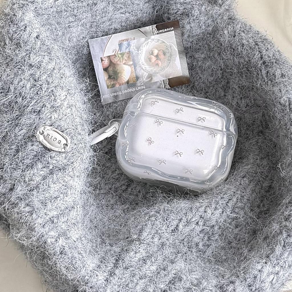 Semi-transparent bow for AirPods pro1 generation bluetooth headset case apple 1/1 generation wavy protective cover