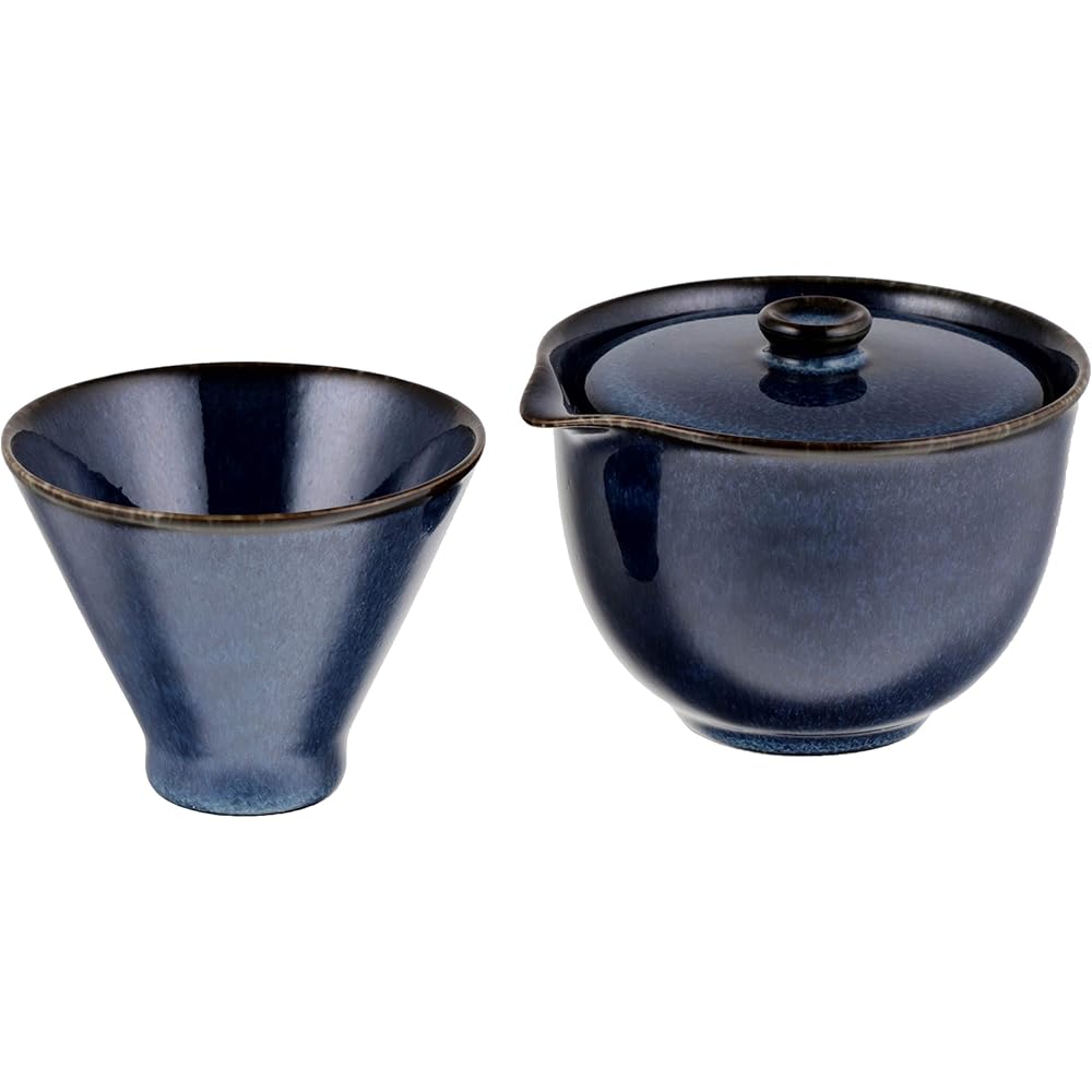 Suzuki Mino Ware Teapot and Teacup Set Namako Blue Teapot 180ml, Teacup 120ml