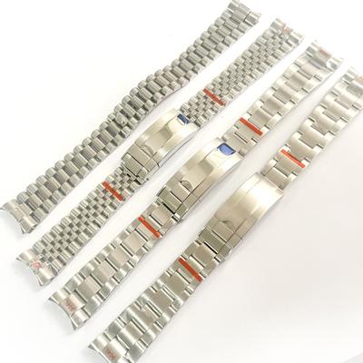 20MM Width Silver Presidential Solid Bracelet 904L Stainless Steel Glide Lock Clasp Wristband for Sub Log NH34 NH35 Watch Case