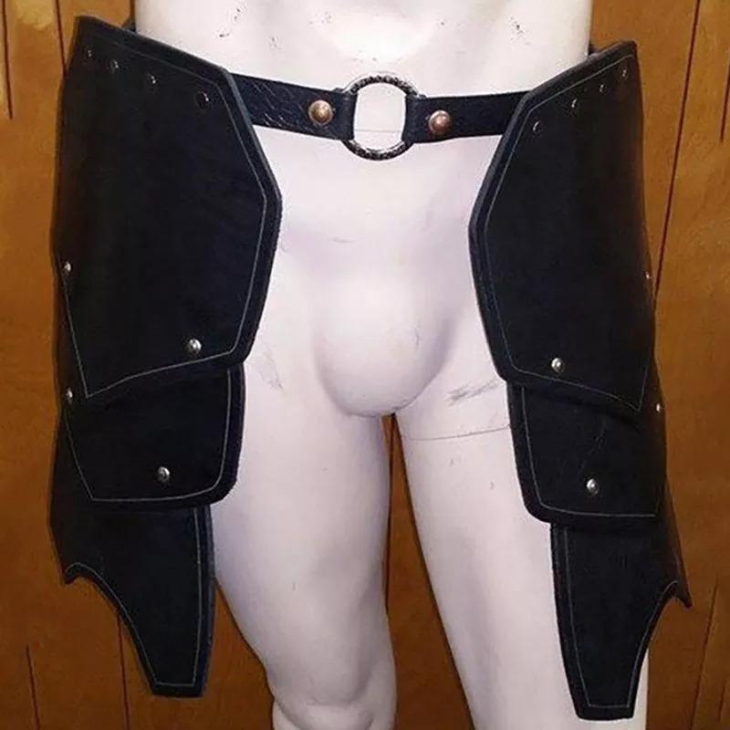 Medieval Viking Warrior Belt Skirt Costume with Leg Guards чёрный