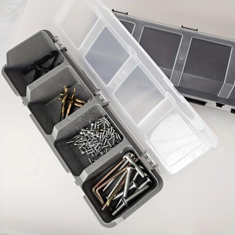 Four Slot Storage Box With Transparent Lid For Organized Screws And Part Management Durability Plastic