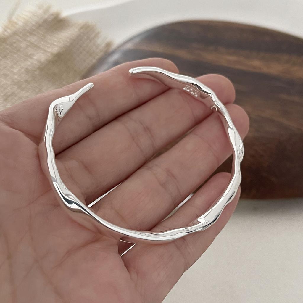 100% Massives 925 Sterling Silber Metallarmband für Damen Herren Vintage Handgefertigt Schlicht Geburtstag Geschenk S-B451
