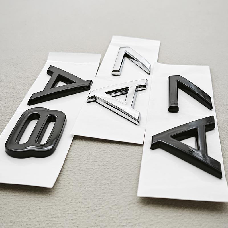 3D ABS Chrome Black Logo A7 A8 Emblem Car Rear Trunk Badge Sticker Decals For Audi A7 A8 4G 4K D4 D5 Auto Decorative Accessories