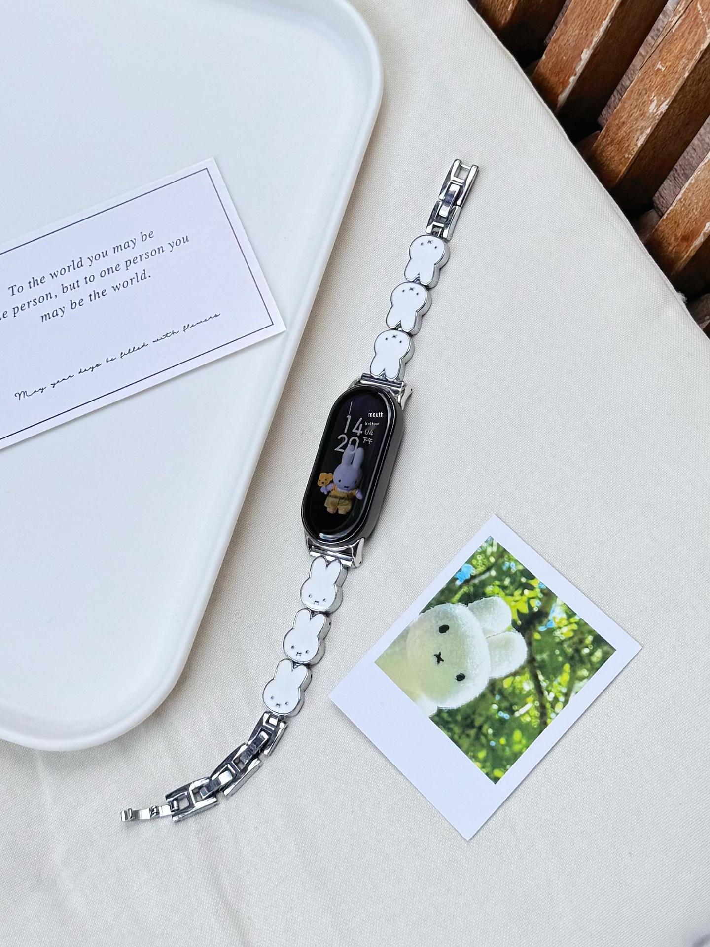 

Miffy Rabbit Epoxy Metal Strap for Xiaomi 8/9/10 & Redmi Smart Bracelets Xiaomi 8/9/10 срібний