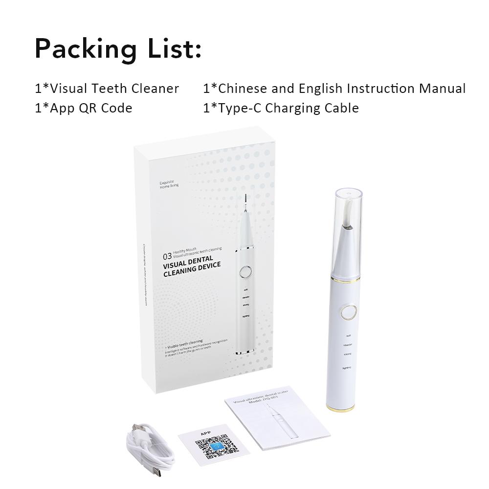

Визуальный ультразвуковой стоматологический скалер с камерой Электрический очиститель налета Удаление зубного камня и пигментации Уход за полостью рта Отбеливание зубов белый