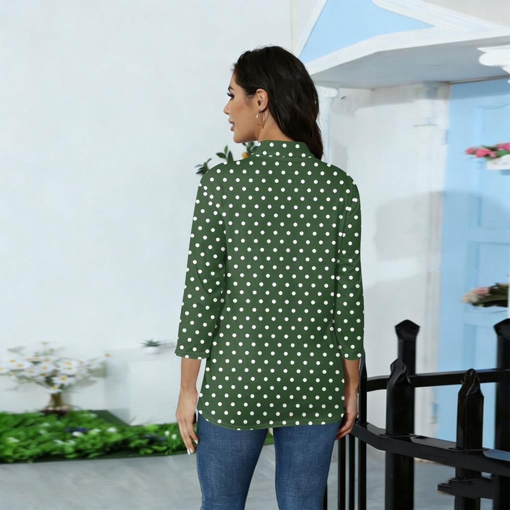 Damen Mock-Neck 3/4-Ärmel Bedrucktes Oberteil