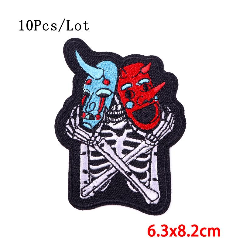 

10 шт./лот Панк Череп Вышитые Нашивки Для Одежды Животное Патч Пришивные Нашивки На Одежду Нашивка на Липучке Для Одежды Значки