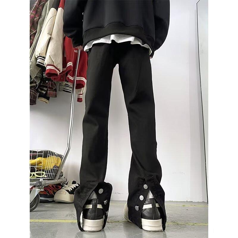JYL Men s Cargo Pants European Vibe Black Functional Button Niche Couple Denim M амарантовый