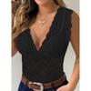European and American Women's Clothing Sleeveless Lace Deep V Neck Tight Jumpsuit Sleeveless Lace Deep V Jumpsuit