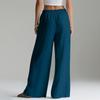 Women's Flowy Linen Wide-Leg Pants - Summer Beach Travel Wear with Elastic Waist & Pockets