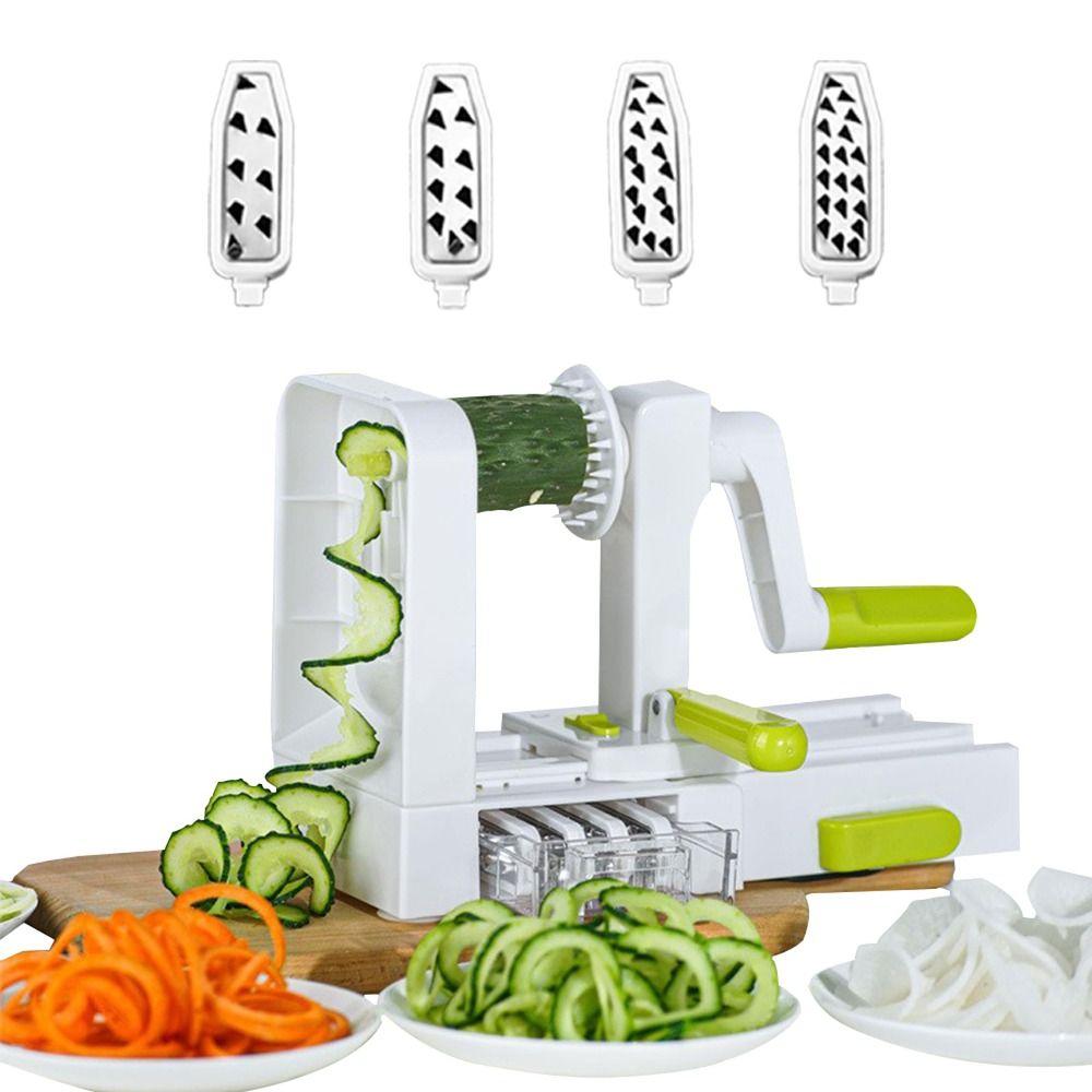 Hand-cranked Spiralizer for Veggie Noodles with 4 Blades Multifunctional Vegetable Spiralizer Foldable Fruit Slicer