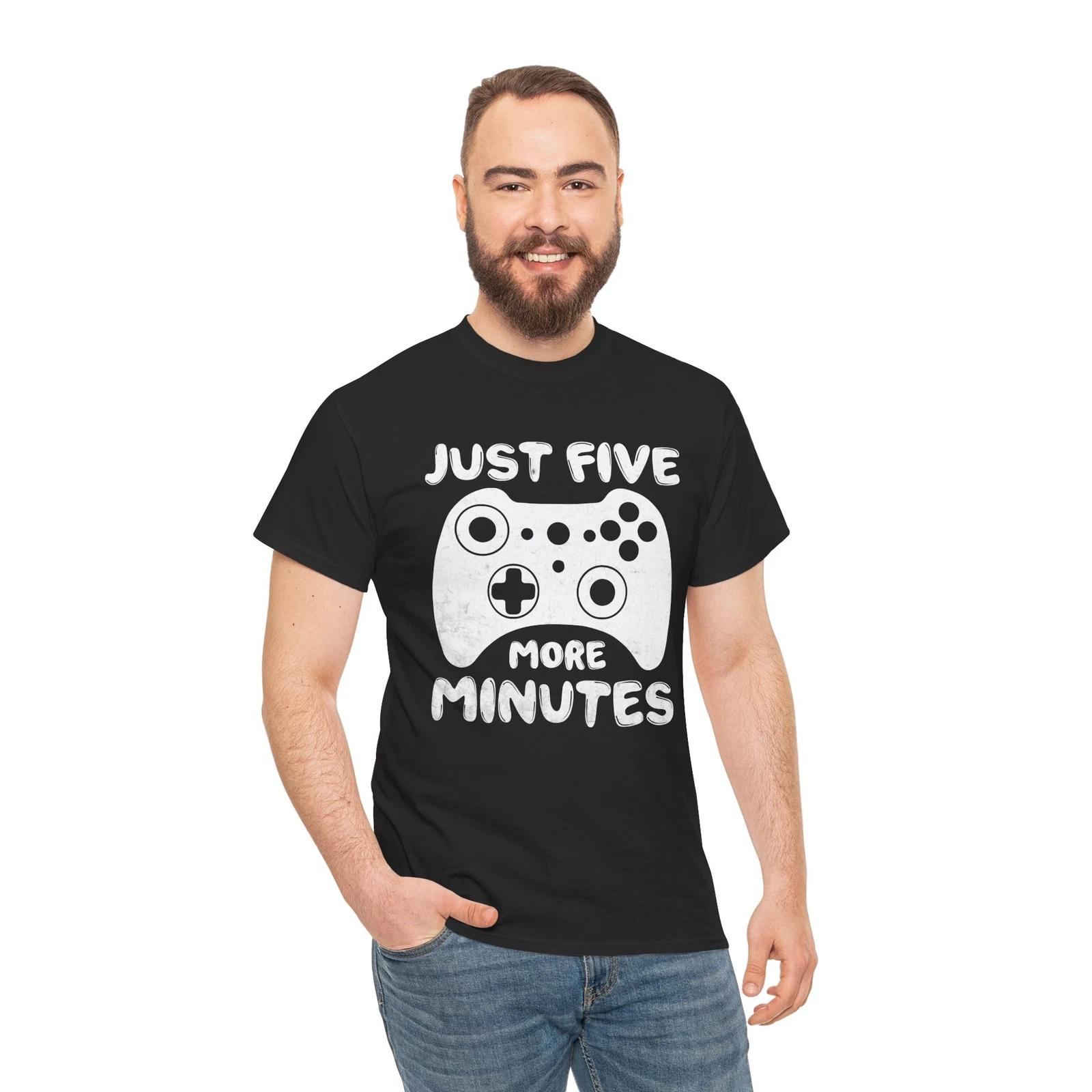 Just five more minutes T-Shirt | Funny Video Game Shirt | Best Tee for Gamers M