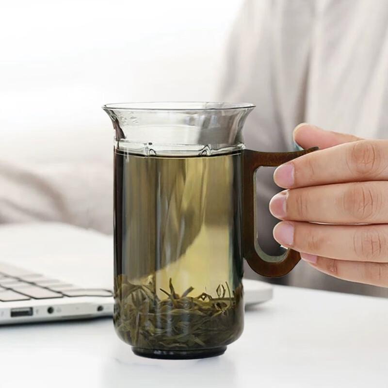 Чайная чашка из высокоборосиликатного стекла с деревянной ручкой