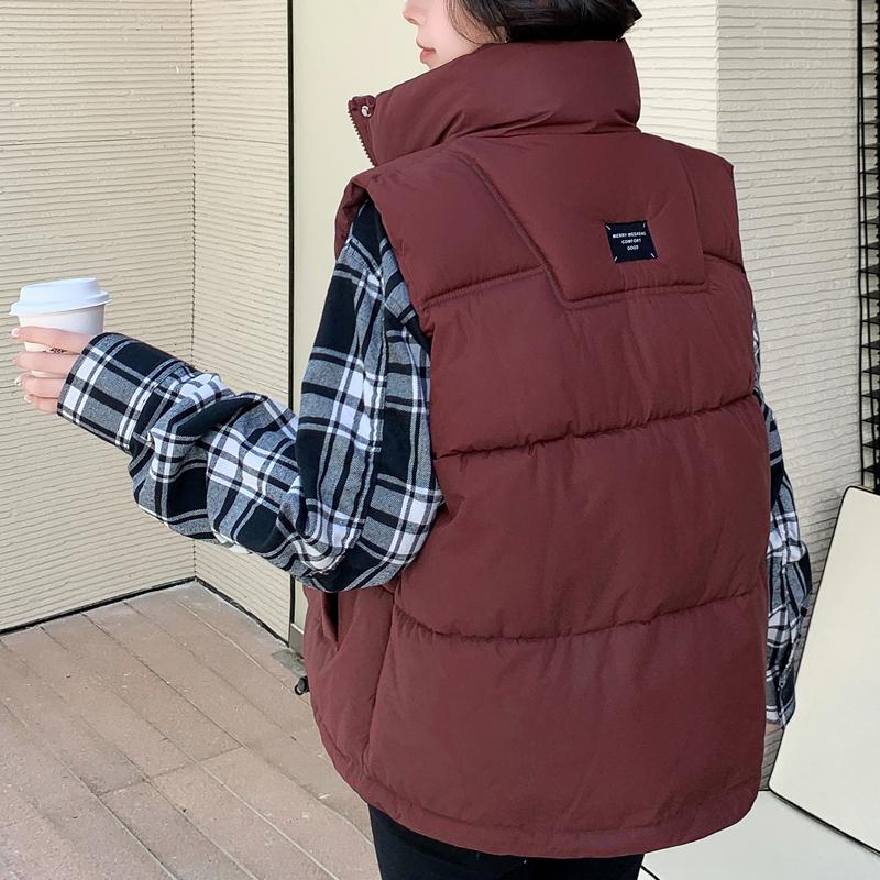 Warm Women's Winter Coat Fashion Stand Collar Loose Autumn Thick Sleeveless Parka Female Short Outerwear