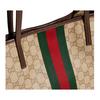 Gucci Tribeca GG Red Green Web Tote Bag Coated Canvas Shoulder Bag Large Women tote bag Dark-Brown 874745-FAF79-8547