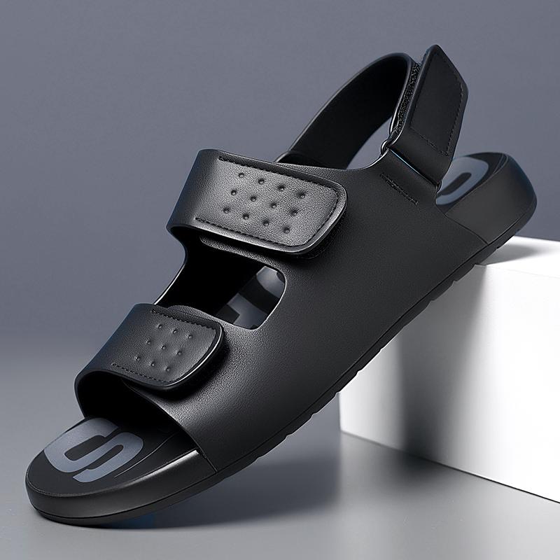 Letní Nové Pánské Lehké Jednoduché Ručně Vyráběné Pantofle Módní Venkovní Klasické Černé/Hnědé Prodyšné Plážové Ležérní Sandály