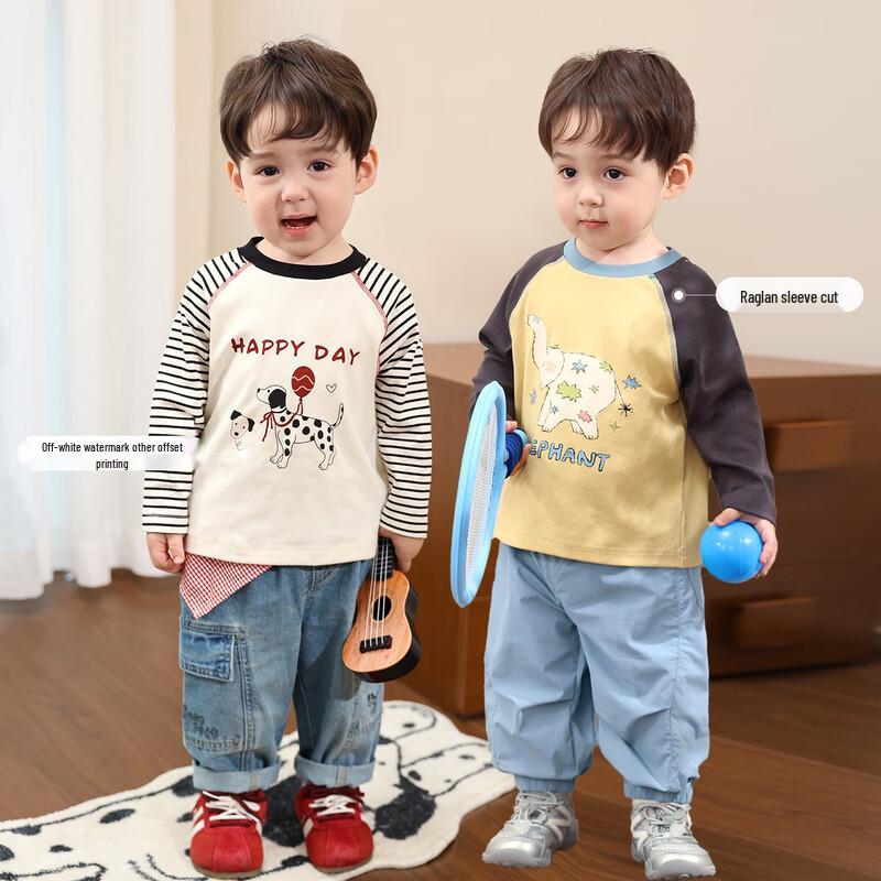 LUSON Baby Boys' Cartoon Print Long Sleeve T-Shirt