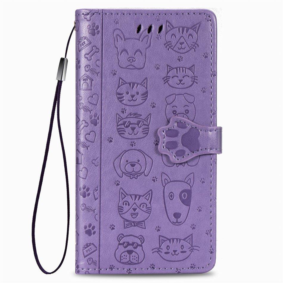 Lovely Cat Dog Kids Phone Holster Case For Apple iPhone 17 Air 16 16E 15 14 13 12 Pro Plus Max Pet Footprint Wallet Cover Cases