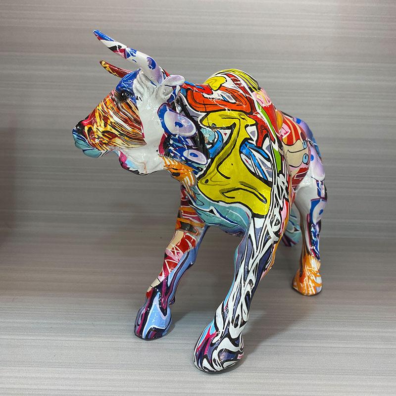 Nordic Creative Nordic Creativity Wall Street Resin Bull Figurine Cattle OX Statue Home Decorations Bull Art Desktop Decor Sculp