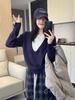 2025 A/W Wool Knitwear: Chic Women's Faux Two-Piece Sweater