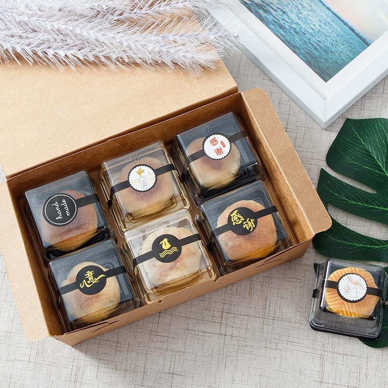 50Pcs/lot 50/80/100g Plastic Squre Round Mooncake Packaging Boxes Egg Yolk Pastry Baked Dessert Gift Box
