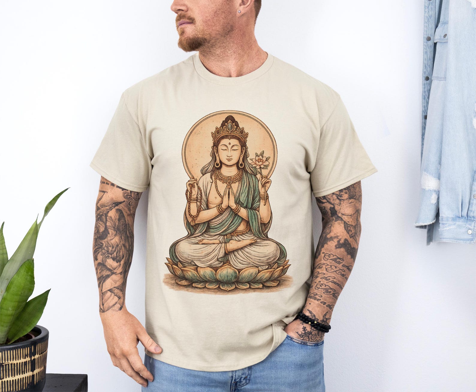 Avalokiteshvara Bodhisattva Shirt: Buddhist Deity T-Shirt, Unisex Spiritual Yoga Top XL