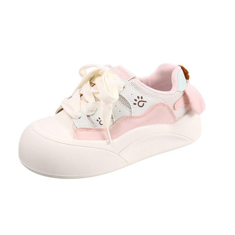 

Leather little white shoes women s shoes 2025 new popular summer thin breathable mesh heightening sports and leisure board shoes 40 розовый