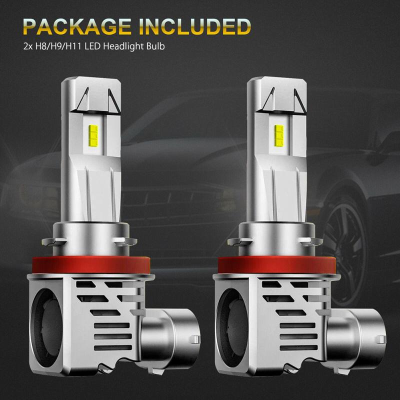 1 Pair Metal H11 H8 H9 120w Canbus Led Headlight Kit High Low Beam Bulbs Ultra-White 6500k