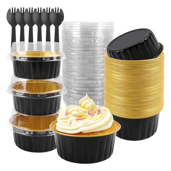 Hliníkové fóliové košíčky na dorty Mini formičky na dorty Jednorázová pečicí forma na Mousse Pudink Brownies Osobní porce Pečicí plech