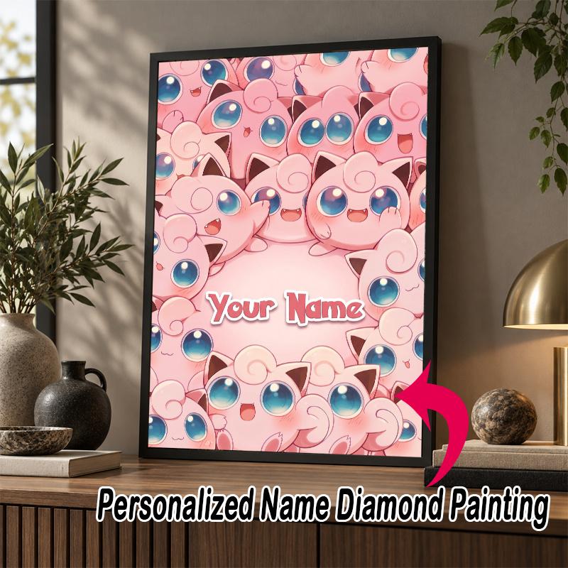 Personalized Jigglypuff Diamond Art Custom Name 5D Diamond Painting Full Drill DIY Craft