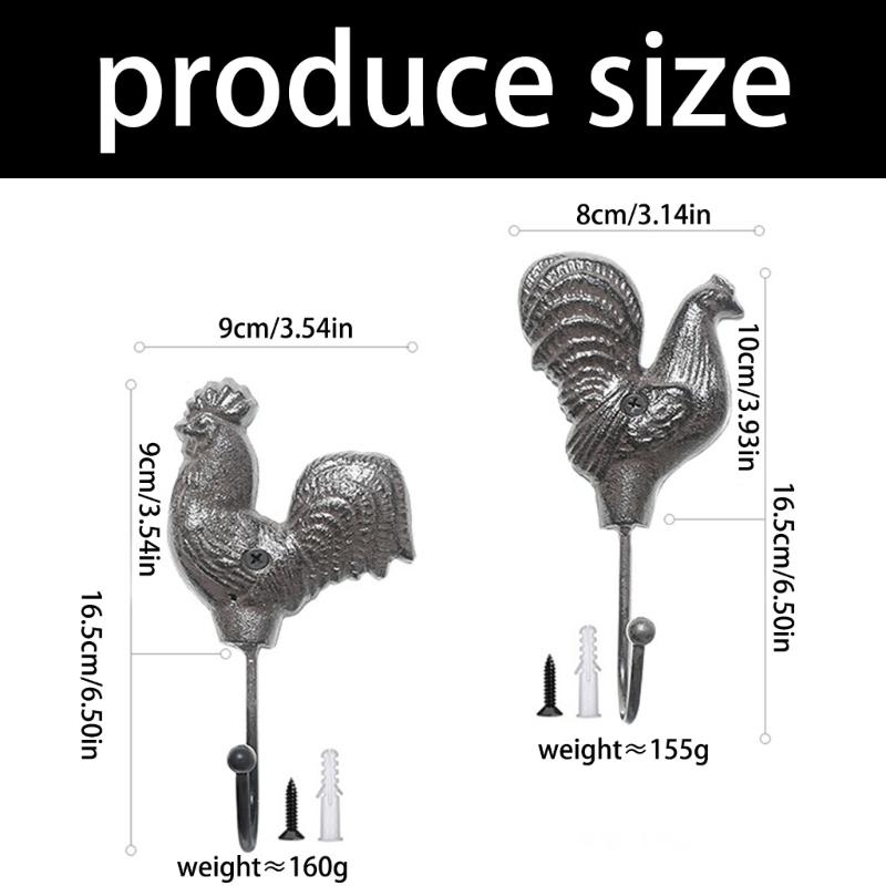 Decorative Iron Chicken Hook For Wall With Functional Storage Space Unique Animal Theme Entryway Hanger for Coat Key