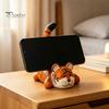 Hand Carved Basswood Stand Wooden Tiger Cat Phone Stand, Desktop Ornament, Cute Unique Healing Ornaments Animal Holder, Handmade Decor, Creative Gift