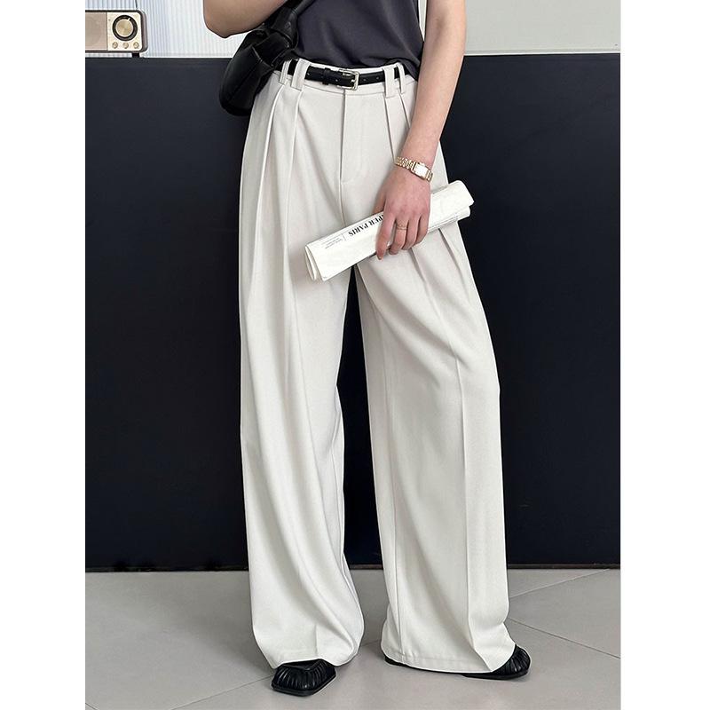 Modische plissierte Hose mit weitem Bein für Damen, hohe Taille, gerade, locker, Anzughose, weiblich, Frühling 2026