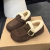 Cotton Shoes Women's 2025 Autumn and Winter New Plush Fluffy Shoes Korean Version Belt Buckle Buns Shoes Flat Bottom Ladyshoes Women's Doudou Shoes