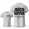 Men's Fashion Summer T-shirts Christian Jesus Creative Graphic Printed Tshirt Casual Sports Short Sleeve T-shirt Jesus Saves Top