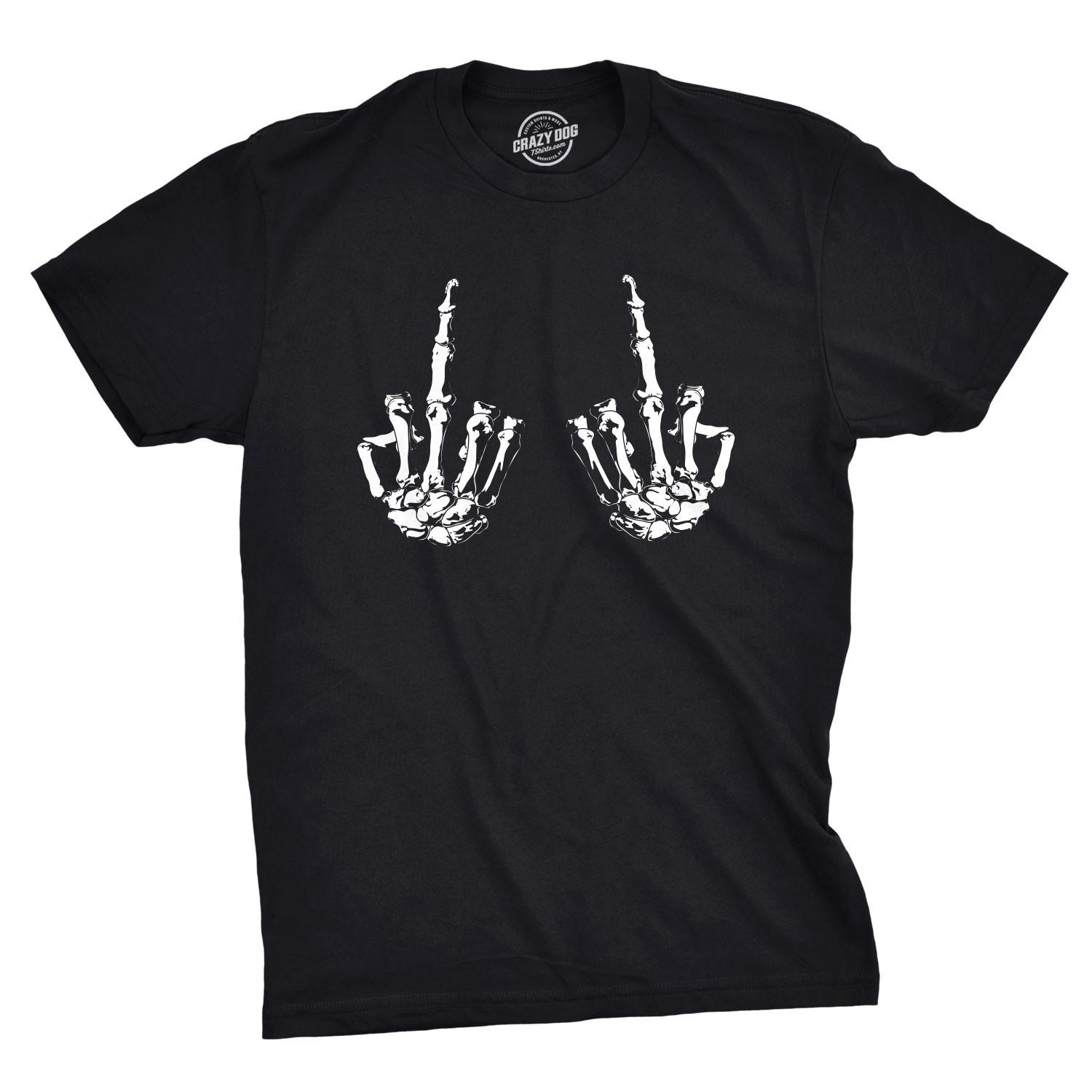Mens Flipping The Bones T Shirt Funny Halloween Halloween Skeleton Hands Middle S разноцветный