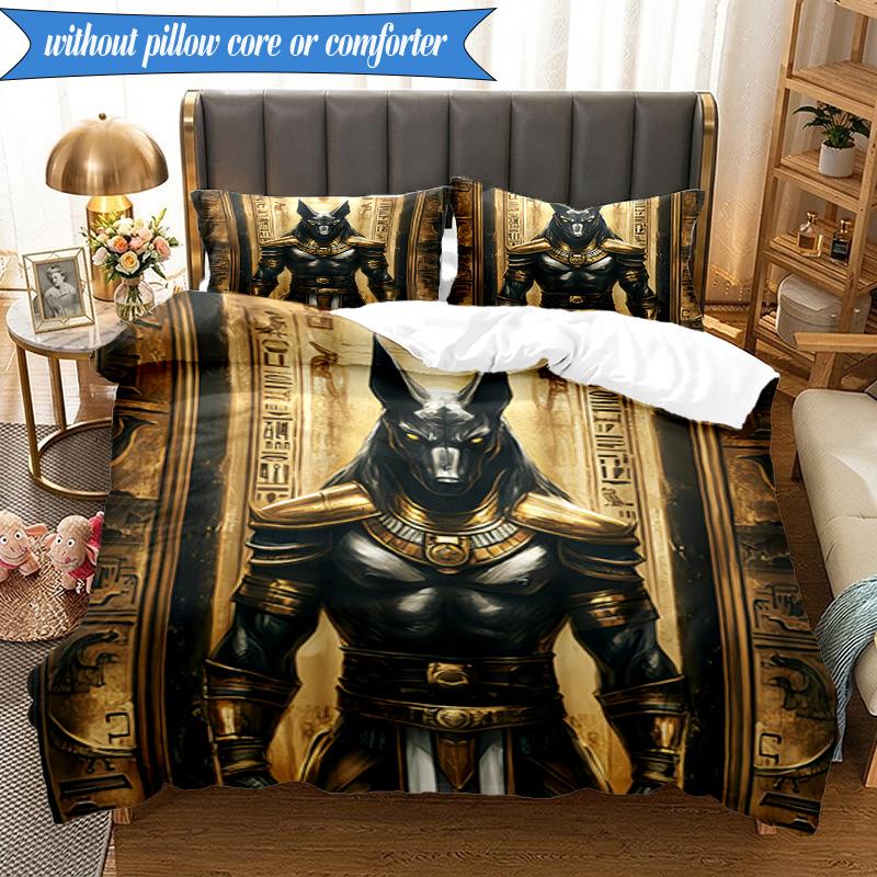 3-teiliges Bettwäsche-Set mit Pharaonen-Motiv, inklusive 1 Bettbezug und 2 Kissenbezügen. Perfekt für Schlafzimmer, Wohnheim, Weihnachtsgeschenk für Fans