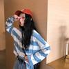 Women Spring Autumn Stripes Long Sleeve Loose T Shirt Blouse