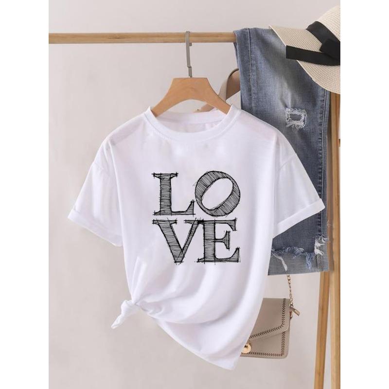 (Europeisk storlek) Akvarell T-shirt Geometrisk Kortärmad T-shirt Rundhalsad Kläder Topp Vardaglig Mode Tryck Dam Kvinna Grafiska T-shirts