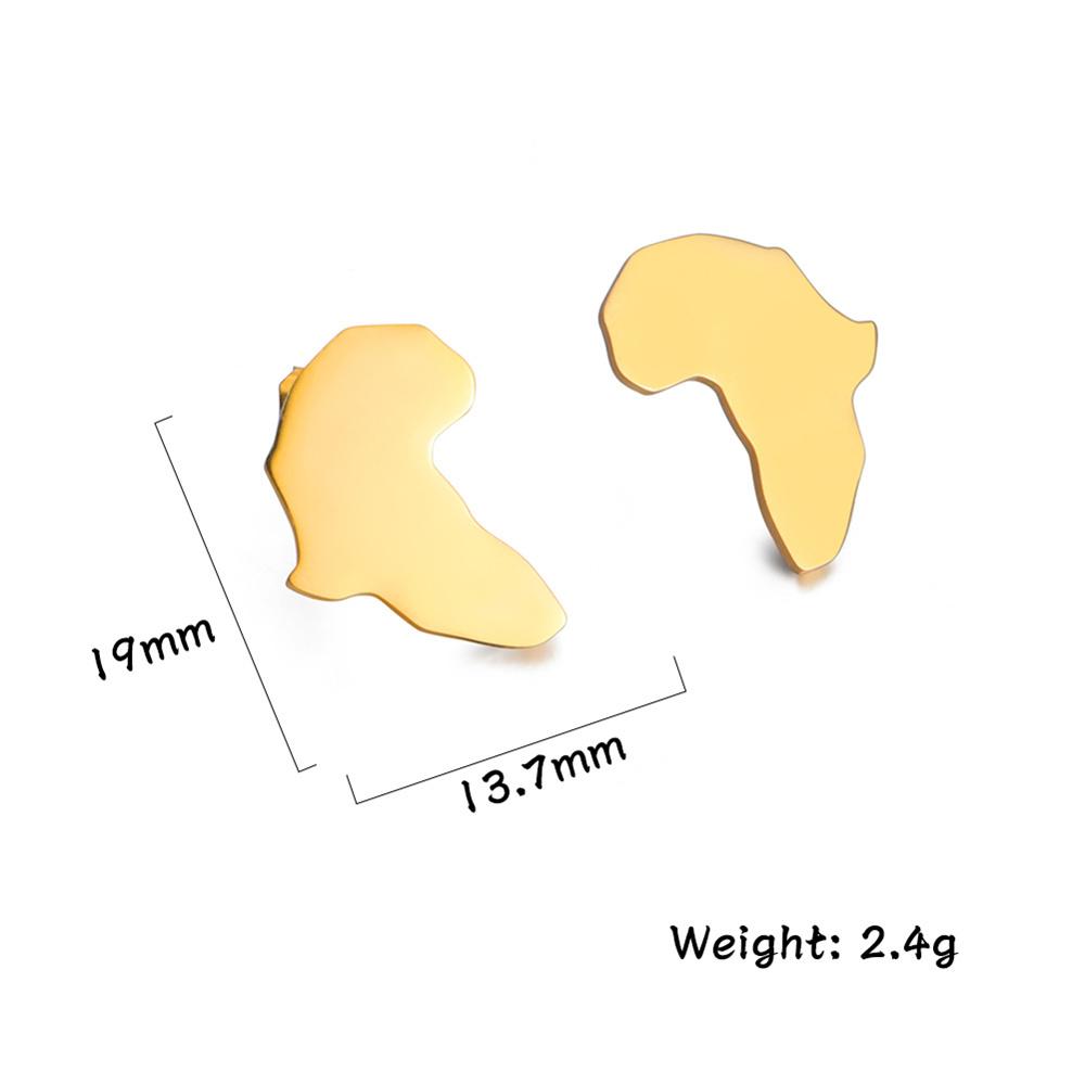 My Shape Mini Afrika Herz Ohrstecker für Damen Mädchen Goldfarbe Edelstahl Hohl Afrikakarte Stecker Ohrring Modeschmuck