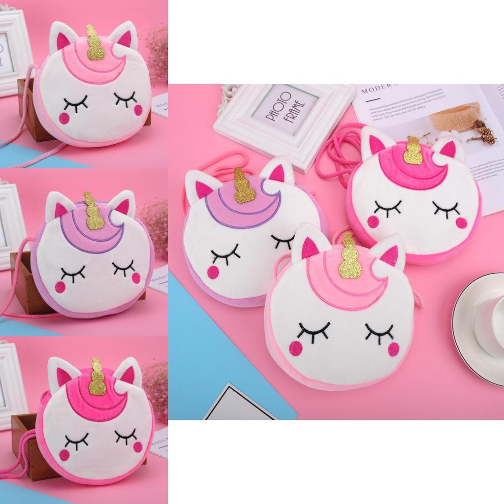 Adorable Unicorn Plush Shoulder Bag For Kids Portable Snack Storage Gift