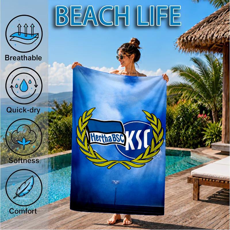 Hertha Bsc Berlin Crest Beach Towel, Quick-drying, Easy To Care For, Suitable for Both Fitness and Beach Vacations,Sports Essential